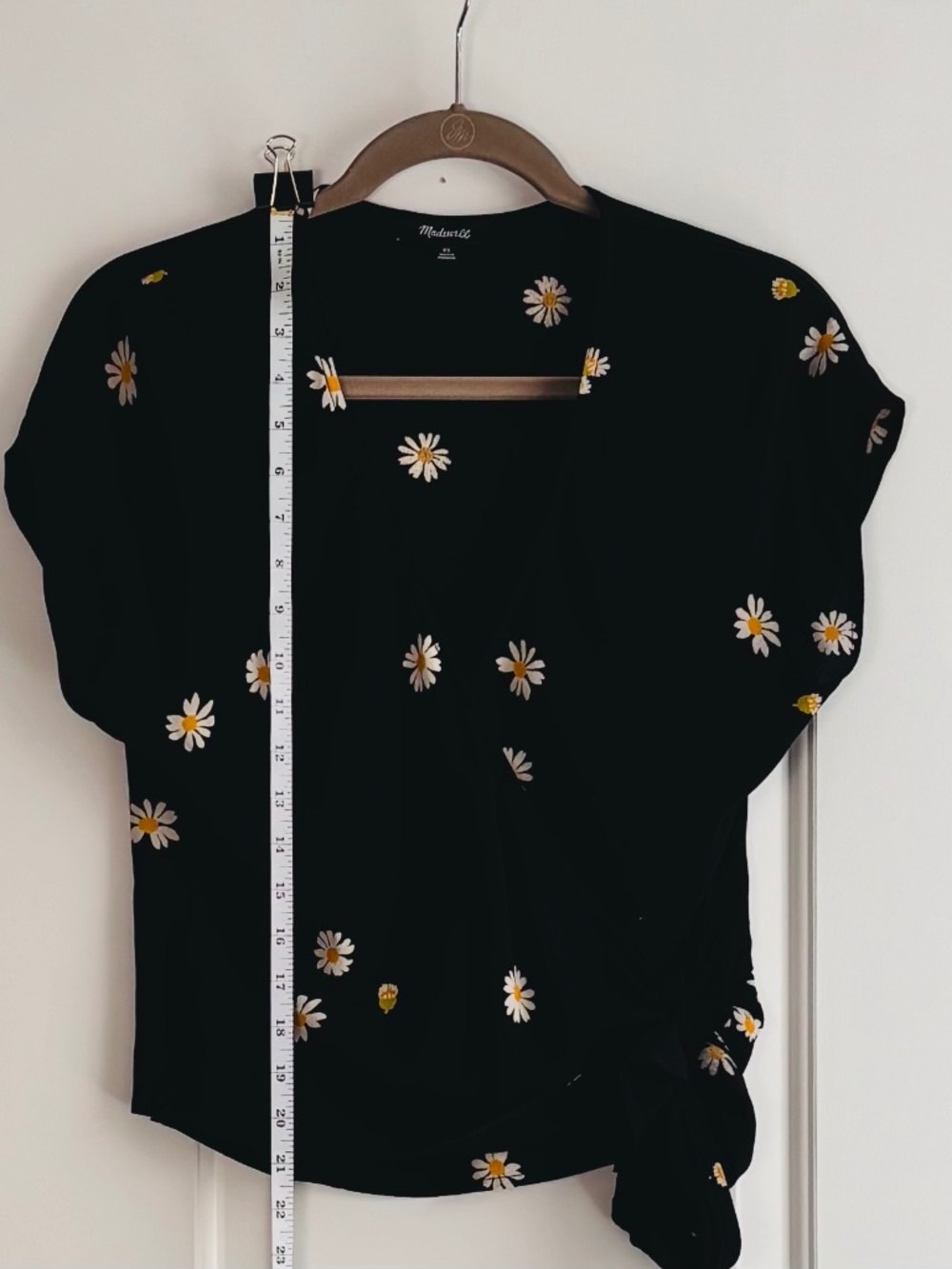 Madewell Sash-Tie Wrap Crop Top Daisy Print Blouse Size XS - Picture 2 of 6